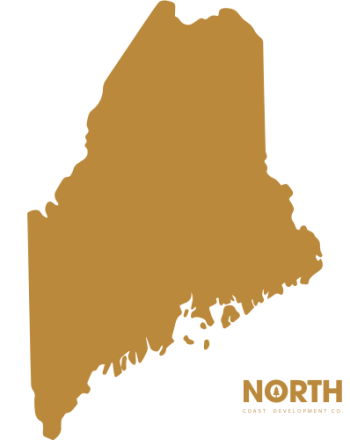 Maine in gold with north coast logo in bottom right